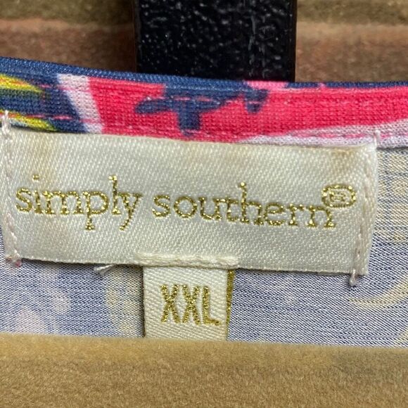 Simply Southern Multi Pineapple & Crab Print Shift Dress Size XXL - Picture 3 of 7